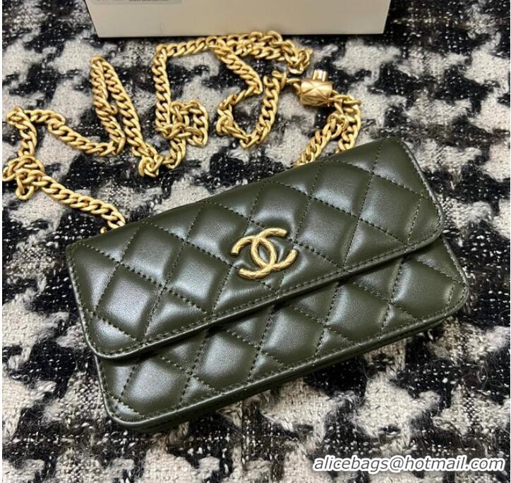 Good Product Chanel WALLET ON CHAIN Lambskin & Gold-Tone Metal 68107 green