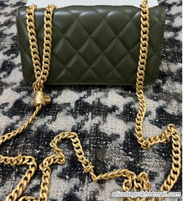 Good Product Chanel WALLET ON CHAIN Lambskin & Gold-Tone Metal 68107 green