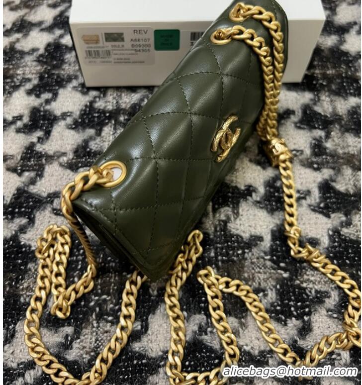 Good Product Chanel WALLET ON CHAIN Lambskin & Gold-Tone Metal 68107 green