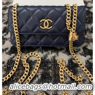 Traditional Specials Chanel WALLET ON CHAIN Lambskin & Gold-Tone Metal 68107 dark blue