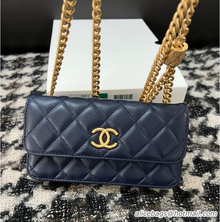 Traditional Specials Chanel WALLET ON CHAIN Lambskin & Gold-Tone Metal 68107 dark blue