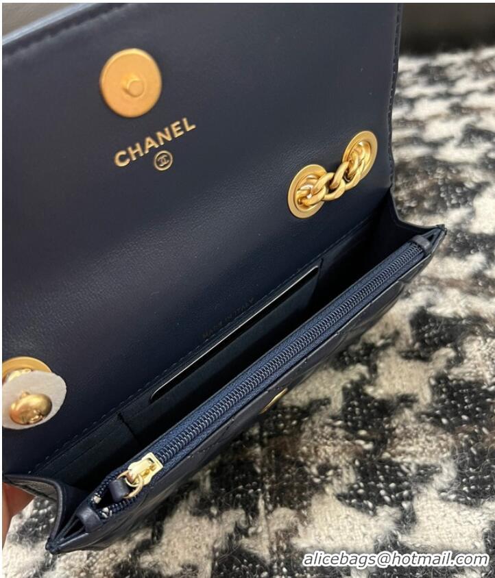 Traditional Specials Chanel WALLET ON CHAIN Lambskin & Gold-Tone Metal 68107 dark blue