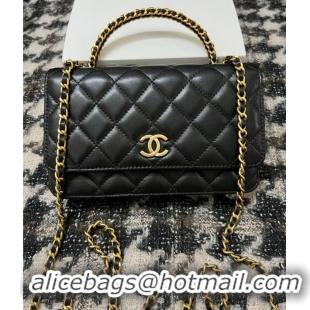 Good Taste Chanel WALLET ON CHAIN Lambskin & Gold-Tone Metal 68113 black