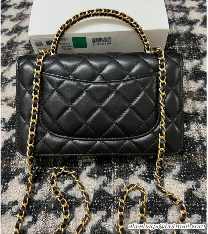 Good Taste Chanel WALLET ON CHAIN Lambskin & Gold-Tone Metal 68113 black