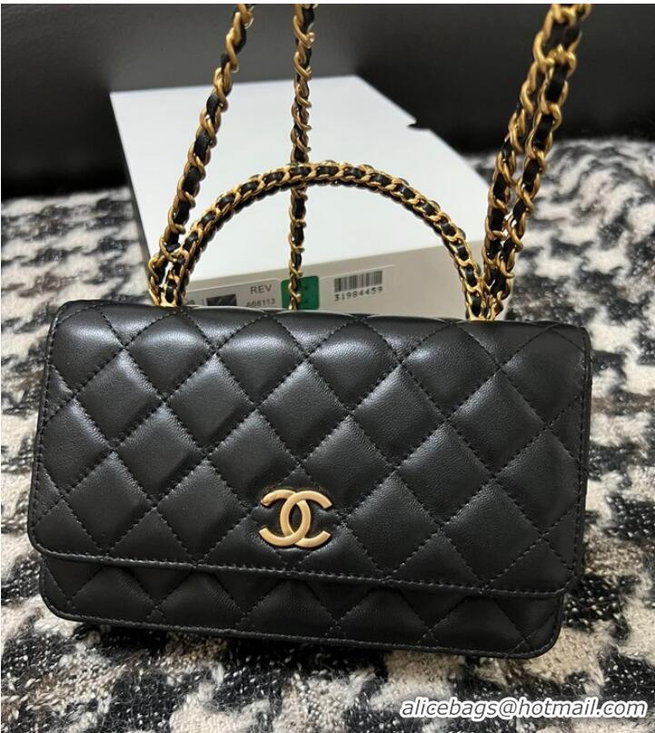 Good Taste Chanel WALLET ON CHAIN Lambskin & Gold-Tone Metal 68113 black