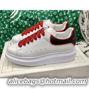 Low Cost Alexander McQueen Oversized Sneakers in White Silky Calfskin with Contrasting Back Black 072353