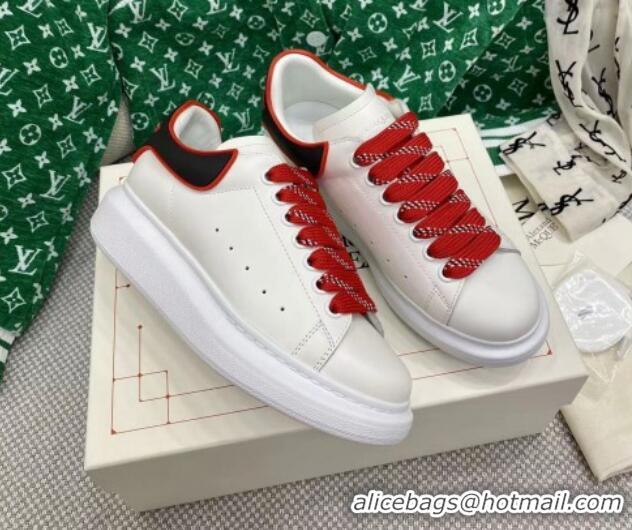 Low Cost Alexander McQueen Oversized Sneakers in White Silky Calfskin with Contrasting Back Black 072353