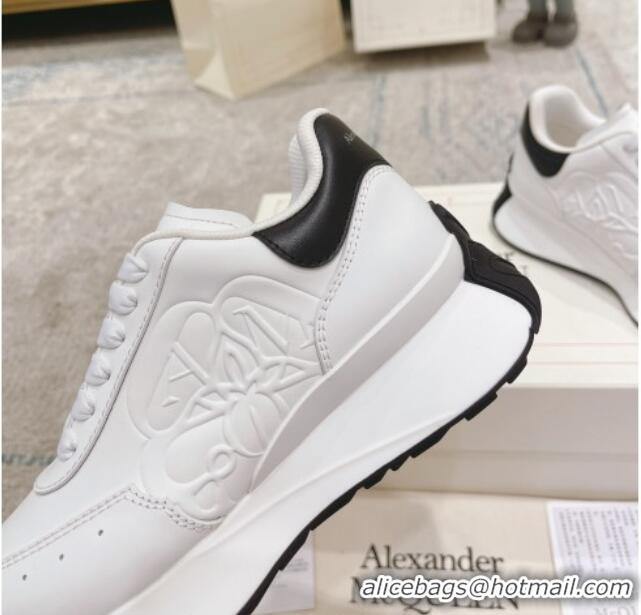 Sumptuous Alexander McQueen Spring Calf Leather Sneakers White/Black 090971