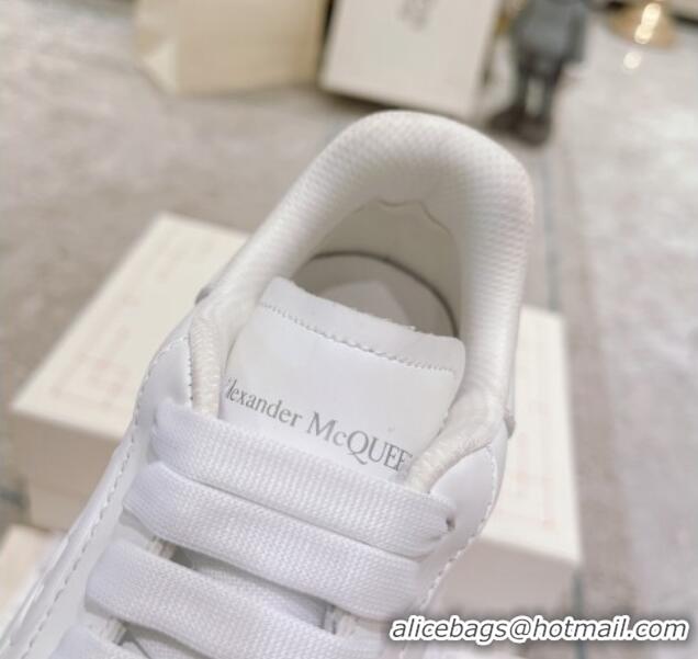 Discount Fashion Alexander McQueen Spring Calf Leather Sneakers All White 090972