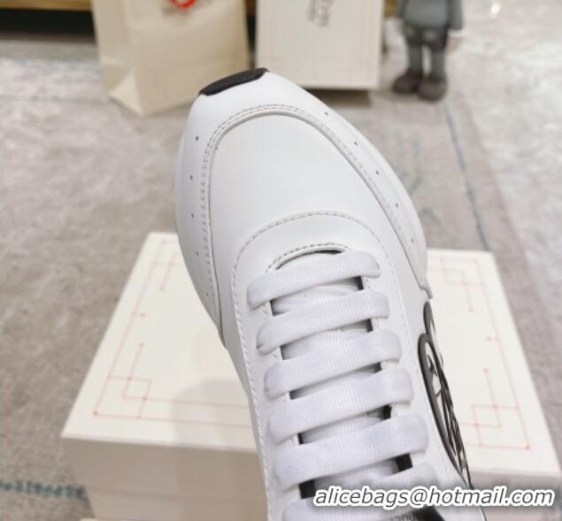 Pretty Style Alexander McQueen Spring Calf Leather Sneakers White/Black 090974