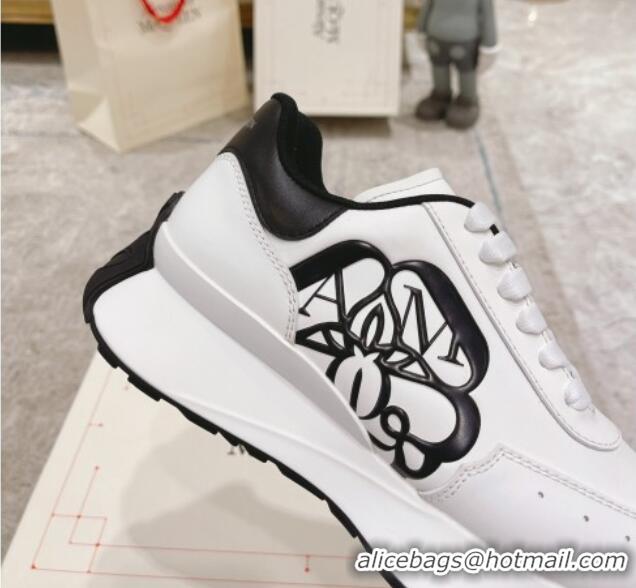 Pretty Style Alexander McQueen Spring Calf Leather Sneakers White/Black 090974