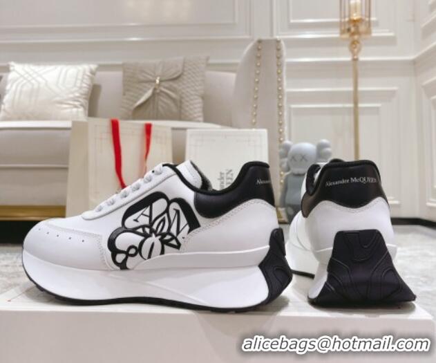 Pretty Style Alexander McQueen Spring Calf Leather Sneakers White/Black 090974