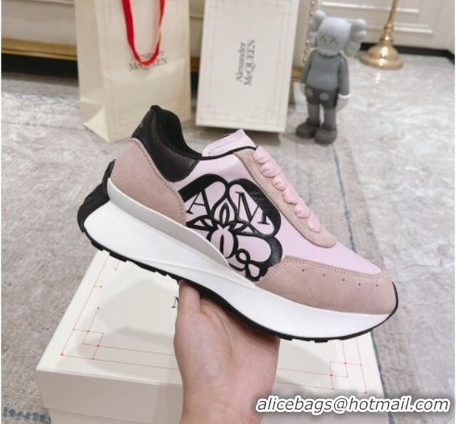 Best Product Alexander McQueen Spring Suede and Fabric Sneakers Light Pink 090976