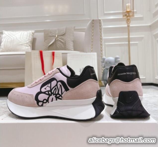 Best Product Alexander McQueen Spring Suede and Fabric Sneakers Light Pink 090976