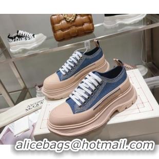 Best Product Alexander McQueen Tread Slick Denim Lace Up Sneakers Blue/Nude 090980