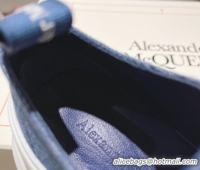 Good Quality Alexander McQueen Tread Slick Denim Lace Up Sneakers Blue/White 090981