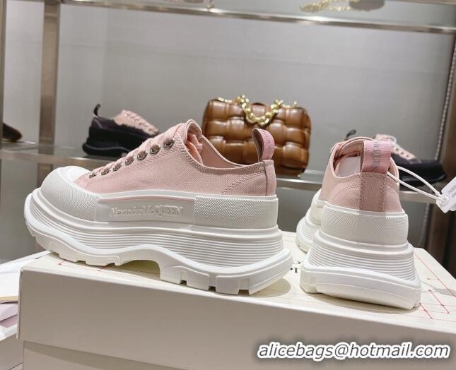 Lower Price Alexander McQueen Tread Slick Canvas Lace Up Sneakers White/Pink 090983