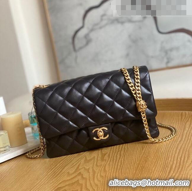 Top Quality Chanel Lambskin Flap Bag with CC Metal Chain AS3609 Dark Brown 2022