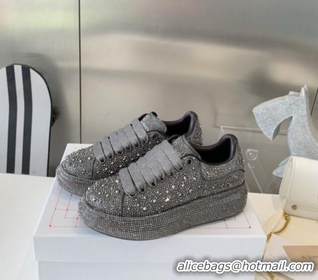 Unique Style Alexander McQueen Oversized Sneakers in Grey Crystal Allover 0909112