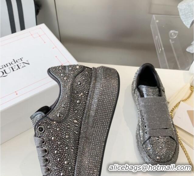 Unique Style Alexander McQueen Oversized Sneakers in Grey Crystal Allover 0909112