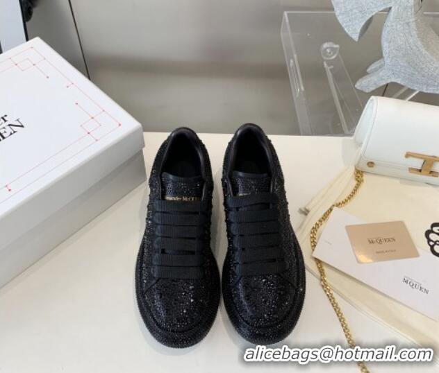 Charming Alexander McQueen Oversized Sneakers in Black Crystal Allover 0909113