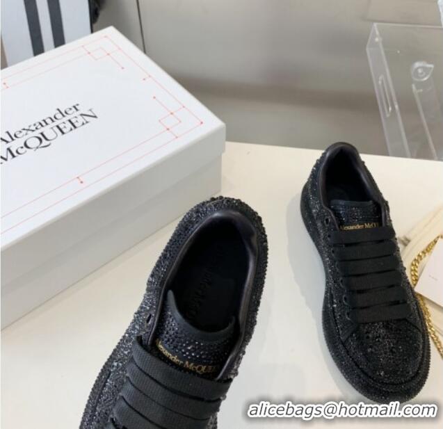 Charming Alexander McQueen Oversized Sneakers in Black Crystal Allover 0909113