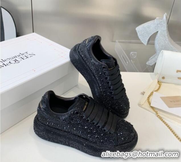 Charming Alexander McQueen Oversized Sneakers in Black Crystal Allover 0909113