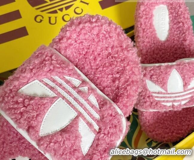 Top Design adidas x Gucci Terry Wool Platform Sandals Light Pink 081306