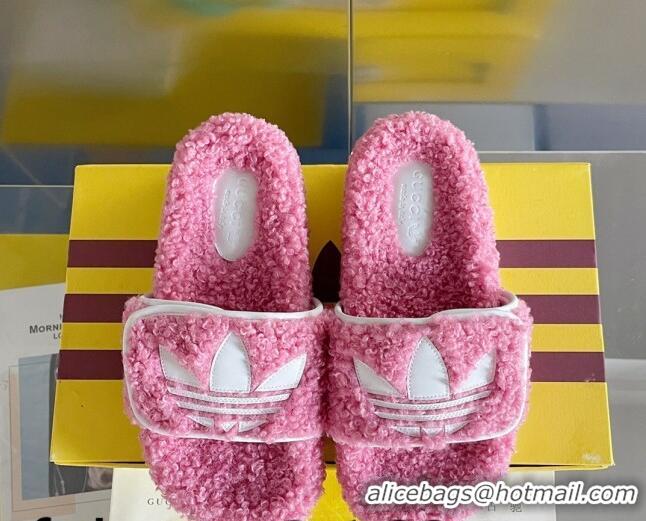 Top Design adidas x Gucci Terry Wool Platform Sandals Light Pink 081306