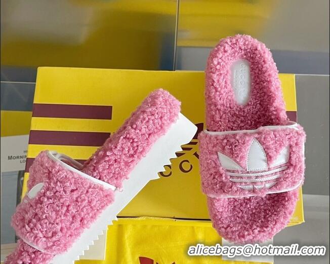 Top Design adidas x Gucci Terry Wool Platform Sandals Light Pink 081306