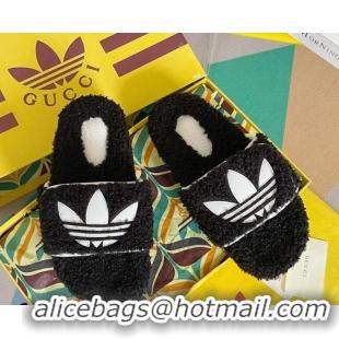 Good Product adidas x Gucci Terry Wool Platform Sandals Black 081307