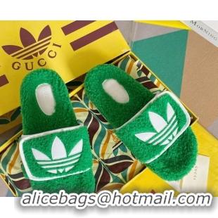 Durable adidas x Gucci Terry Wool Platform Sandals Green 081308