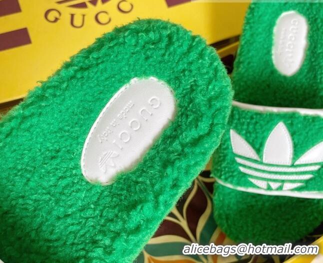 Durable adidas x Gucci Terry Wool Platform Sandals Green 081308