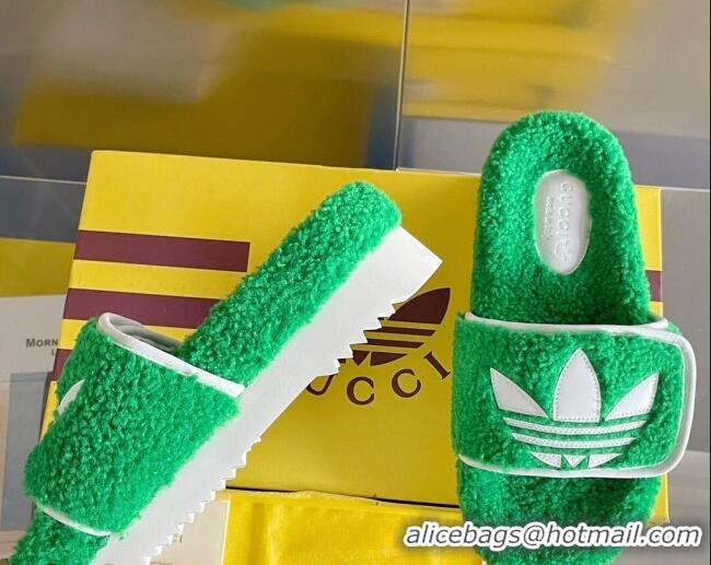 Durable adidas x Gucci Terry Wool Platform Sandals Green 081308