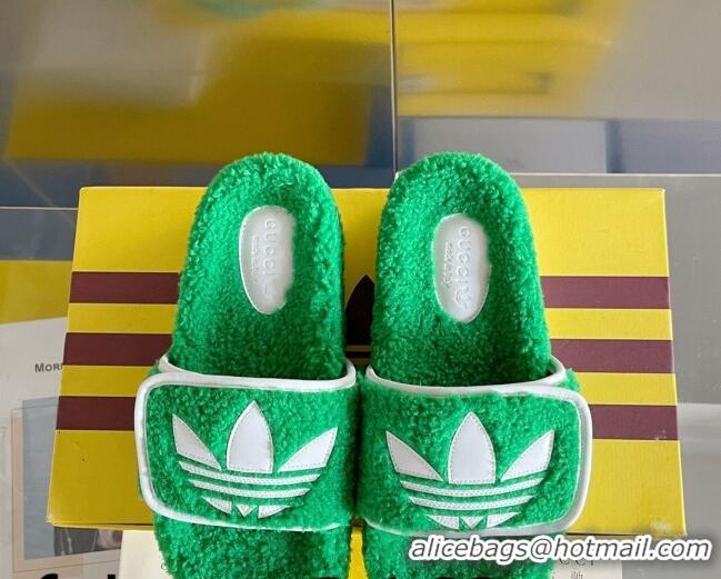 Durable adidas x Gucci Terry Wool Platform Sandals Green 081308