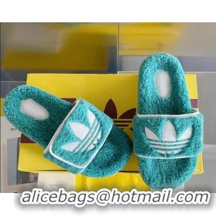 Charming adidas x Gucci Terry Wool Platform Sandals Blue 081310