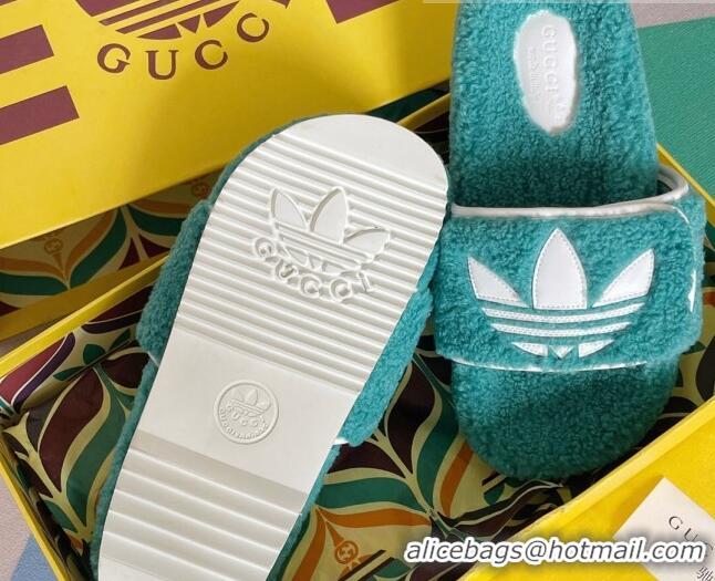 Charming adidas x Gucci Terry Wool Platform Sandals Blue 081310