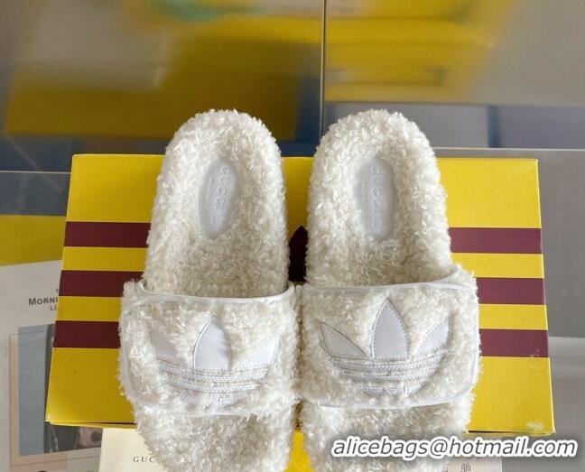 Top Grade adidas x Gucci Terry Wool Platform Sandals White 081311