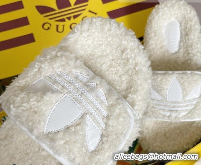 Top Grade adidas x Gucci Terry Wool Platform Sandals White 081311