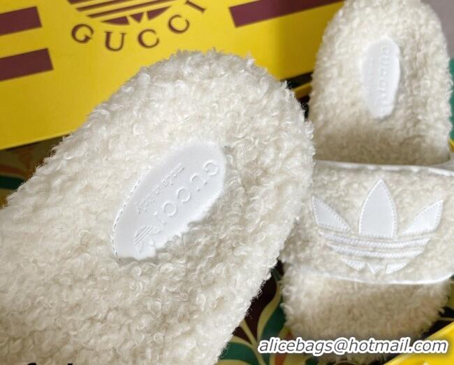 Top Grade adidas x Gucci Terry Wool Platform Sandals White 081311