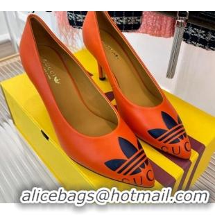 Unique Style adidas x Gucci Leather Trefoil High Heel Pumps 8.5cm Orange 082581