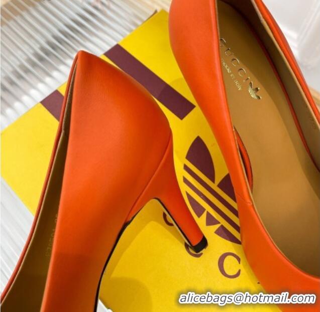 Unique Style adidas x Gucci Leather Trefoil High Heel Pumps 8.5cm Orange 082581