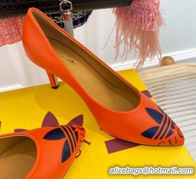 Unique Style adidas x Gucci Leather Trefoil High Heel Pumps 8.5cm Orange 082581