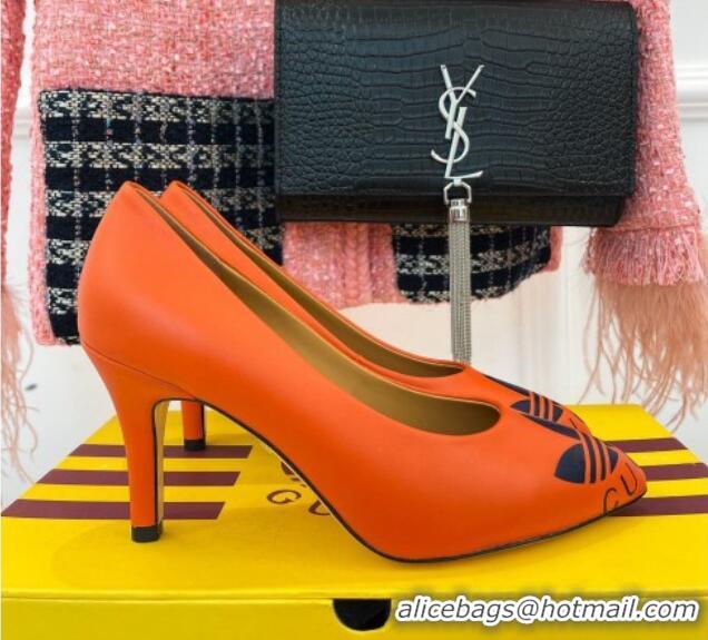 Unique Style adidas x Gucci Leather Trefoil High Heel Pumps 8.5cm Orange 082581