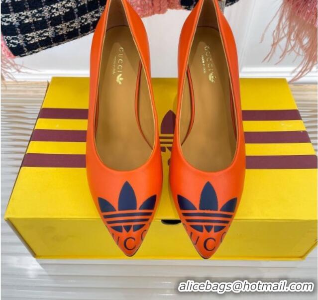 Unique Style adidas x Gucci Leather Trefoil High Heel Pumps 8.5cm Orange 082581