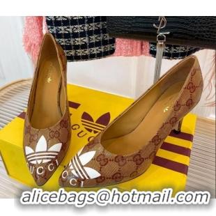 Cheap Price adidas x Gucci GG Canvas Trefoil High Heel Pumps 8.5cm Beige 082583