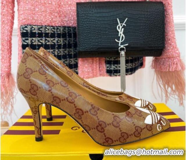 Cheap Price adidas x Gucci GG Canvas Trefoil High Heel Pumps 8.5cm Beige 082583