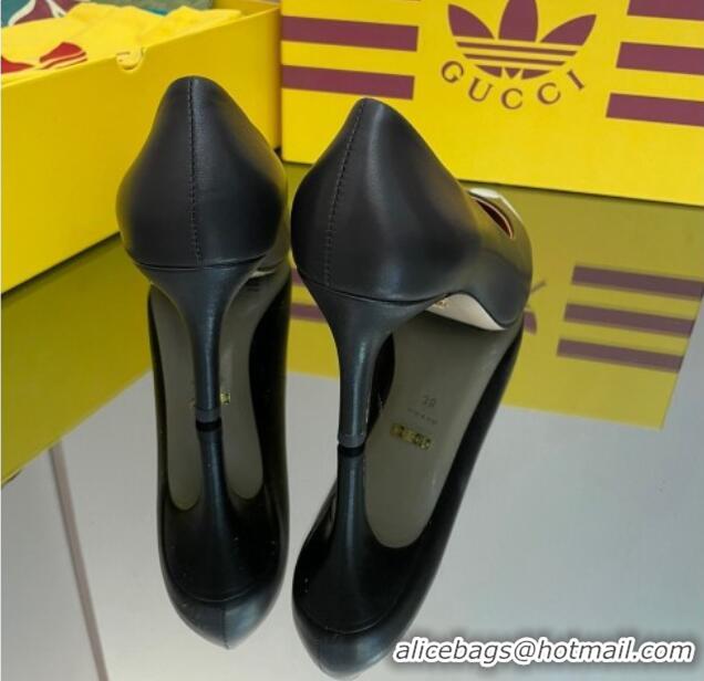 Pretty Style adidas x Gucci Leather Trefoil High Heel Pumps 8.5cm Black 082594