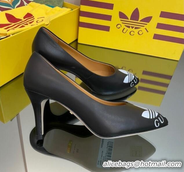 Pretty Style adidas x Gucci Leather Trefoil High Heel Pumps 8.5cm Black 082594