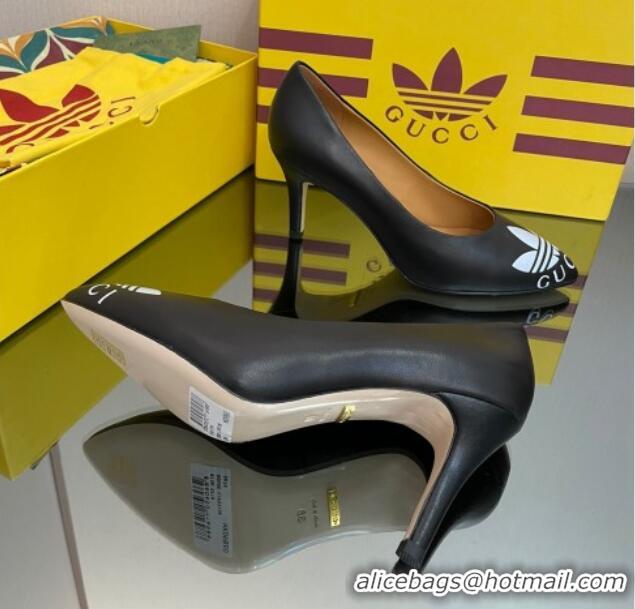 Pretty Style adidas x Gucci Leather Trefoil High Heel Pumps 8.5cm Black 082594